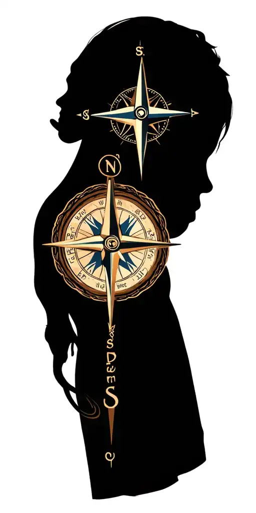 Family With A Compass Intertwined