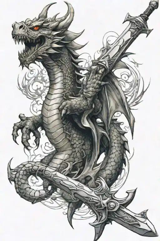 Dragon And Sword Emerging