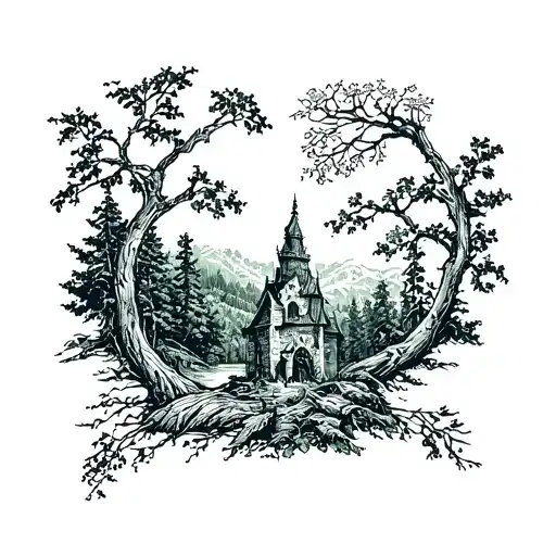 Medieval Nature Woodcut