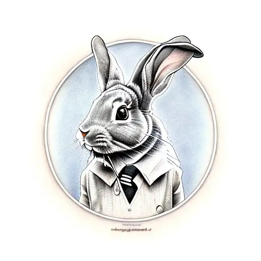 A Realistic Portrait Of A Floppy Ear Rabbit Playing A Cigar Box Guitar
