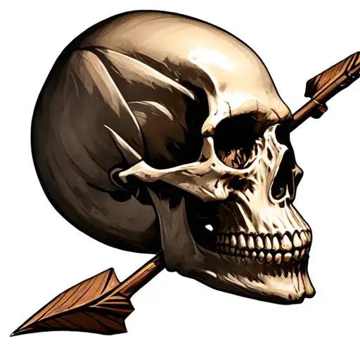 Skull With Arrow Realism Facing Forward