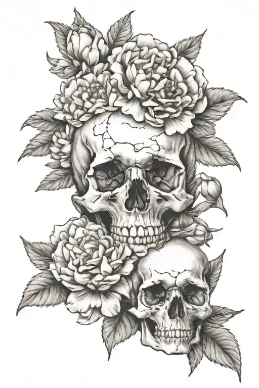 Peonies And Skull