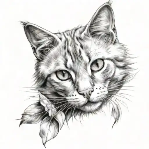 Tattoo Sketch Of A Red Cat