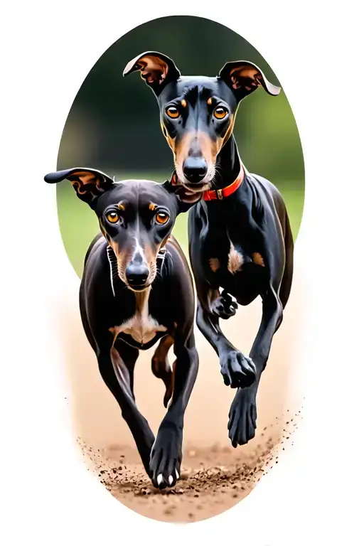 Whippet And Italian Greyhound Running