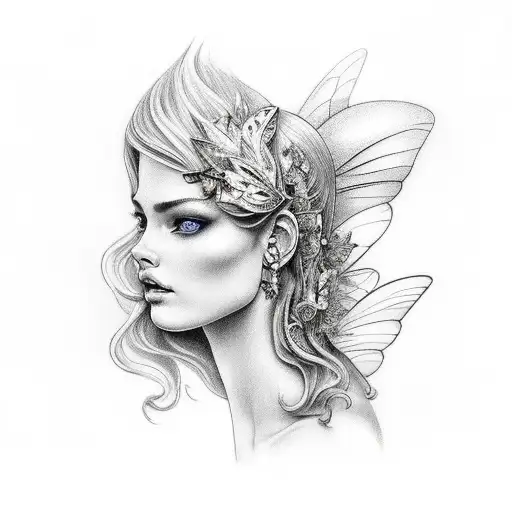 Fairy Ascending Upwards From Side Profile