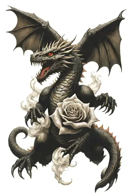 Rose And Fire Breathing Dragon