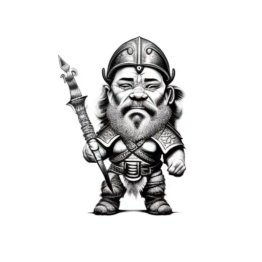 Dwarf Warrior Holding Warhammer