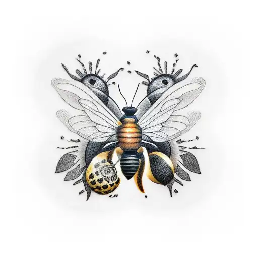 Couple Tatoo Where Bee Goes To Honey