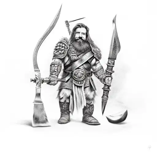 Dwarf Warrior Holding Warhammer