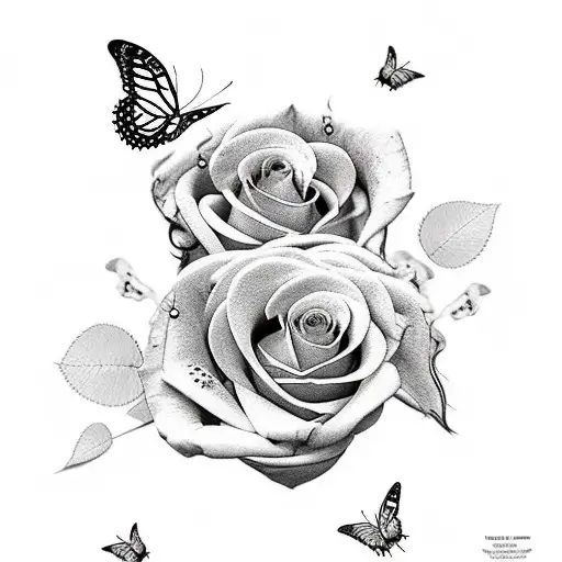 Sleeve Tattoo Roses With Butterflies With A Skeleton Hand