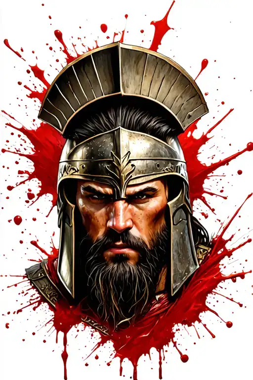 Defiant Spartan Warrior Blood Spatter