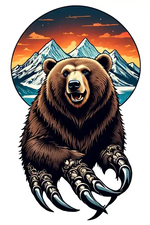 Father Symbol With Mountains And Bear Claw
