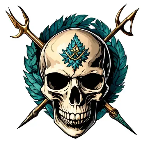 Skull With Trident Posidon