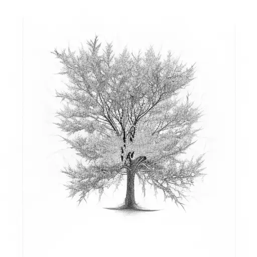 New Tree With Its Reflection Of The Old One