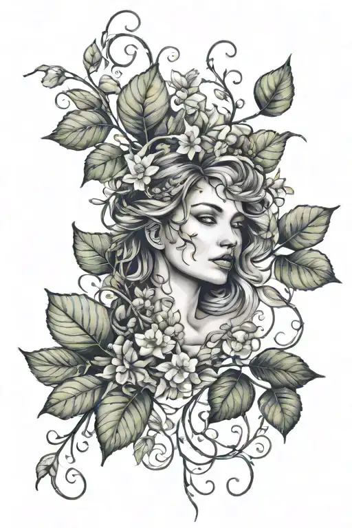 Feminine Nature Inspired Sleeve Featuring Leafy Vines