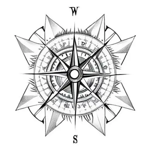 Compass With Arrow Though North And South