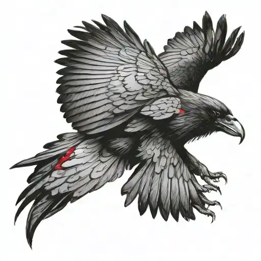 Evil Raven About To Attack With Red Eyes