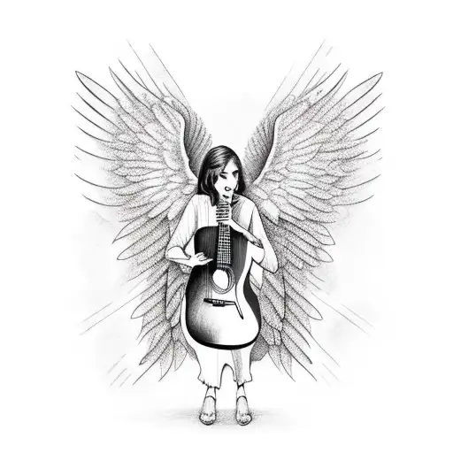 Angel Playing Guitar That Is Haggard And Red