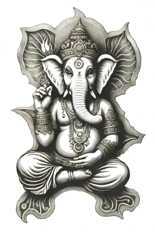Lord Ganesha Sitting Cross Legged Chakra Symbols