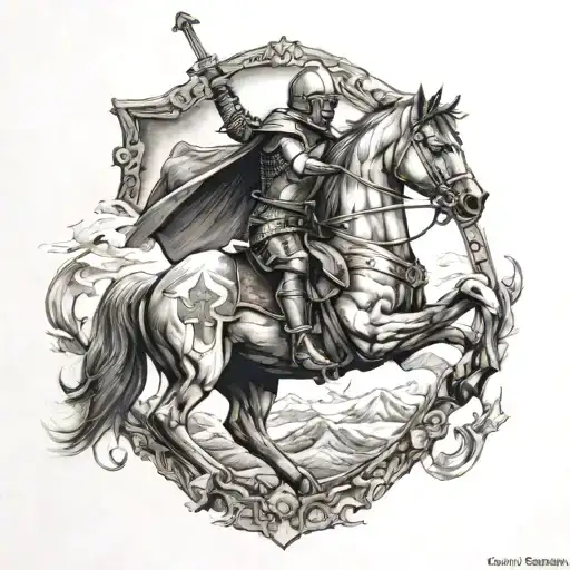Knight On The Horse And Shield