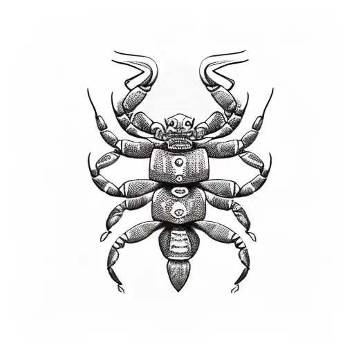 A Tribal-inspired Scorpion Design Incorporating Elements Of Nature