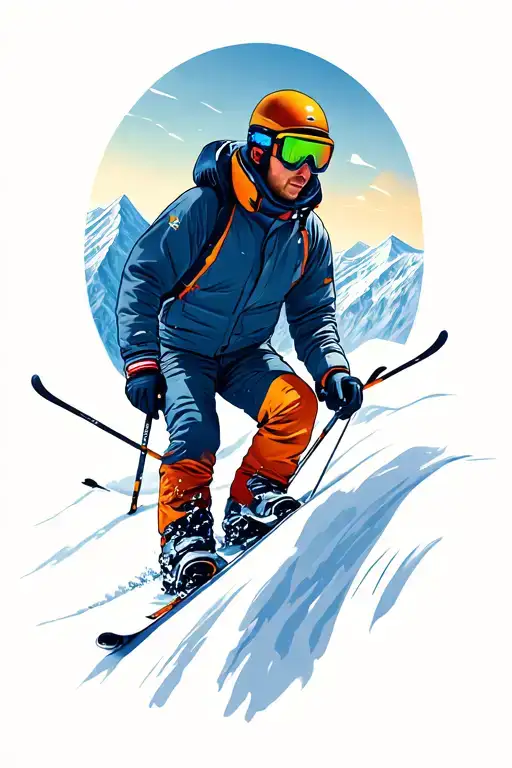 Steep Mountain Skiing Person