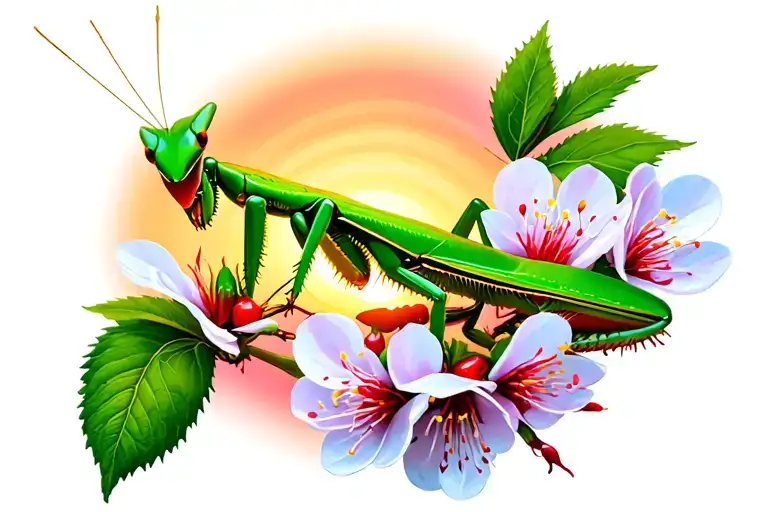 Nature Praying Mantis Cherry Blossom Sunrise Beautiful