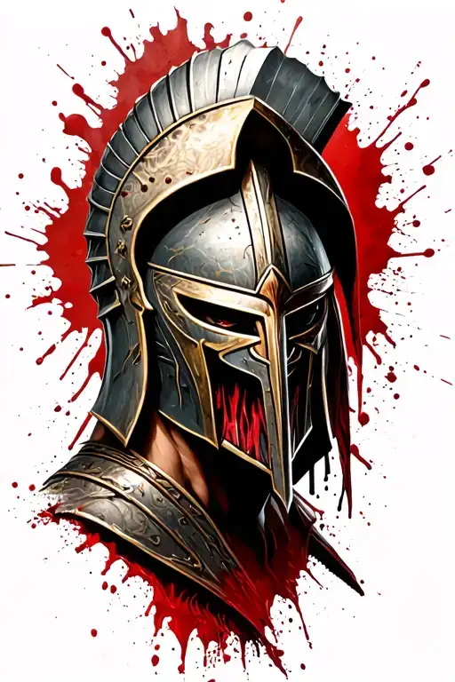 Defiant Spartan Warrior Blood Spatter Full Body