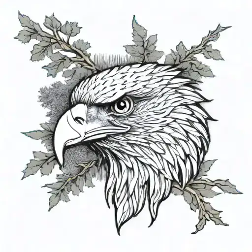 Eagle Head Outline With Trees