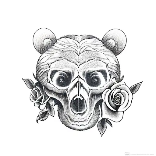 Bear With Skull And Roses