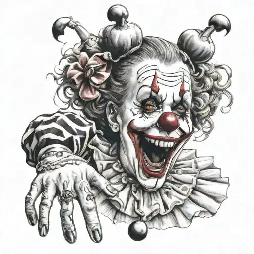 Pretty Clown Girl Doing Acrobatics