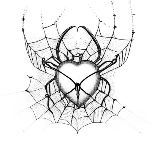 Barbwire Heart Outline With Cobwebs And Spider