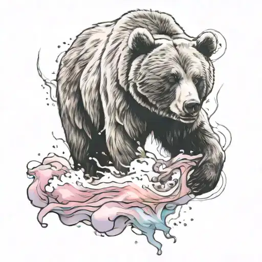 Abstract Grizzly Bear Made Of Fairy Floss