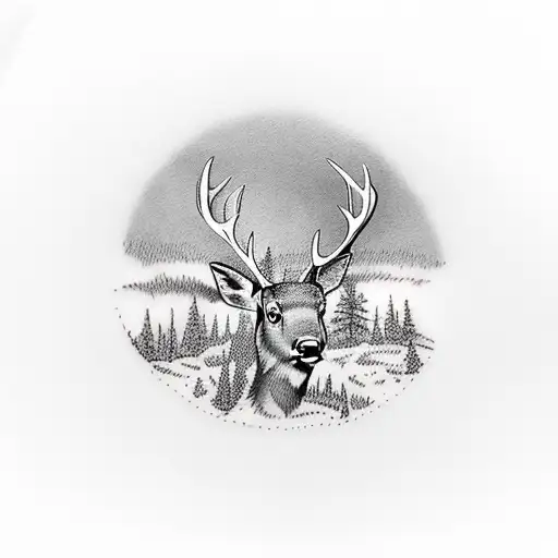 Deer Being Hunted With Sasquatch Crossing Sign In The Background