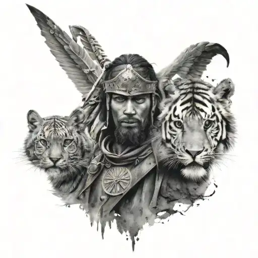 Warrior And Animal