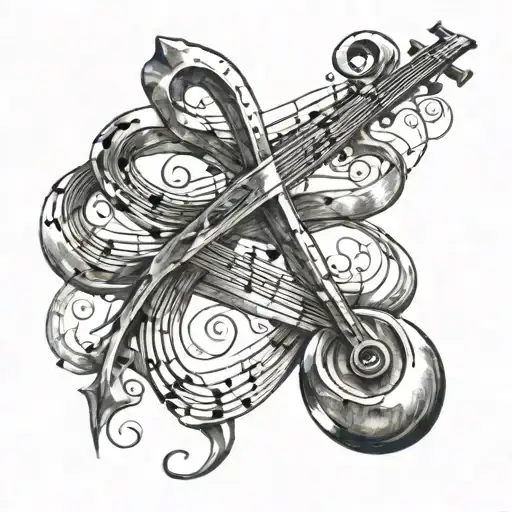 Cross And Music Note Intertwined