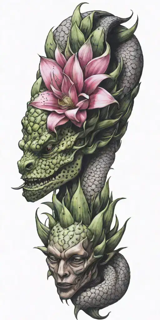 Dragonfruit Floral With Dragon Head