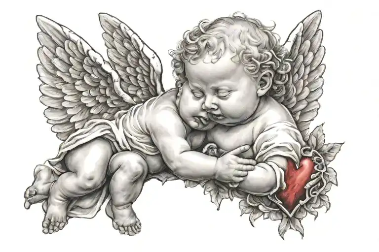 Baby Angel Holding Broken Heart