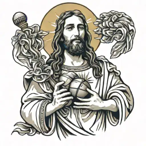 Transgender Jesus With Maracas In Hands Holding