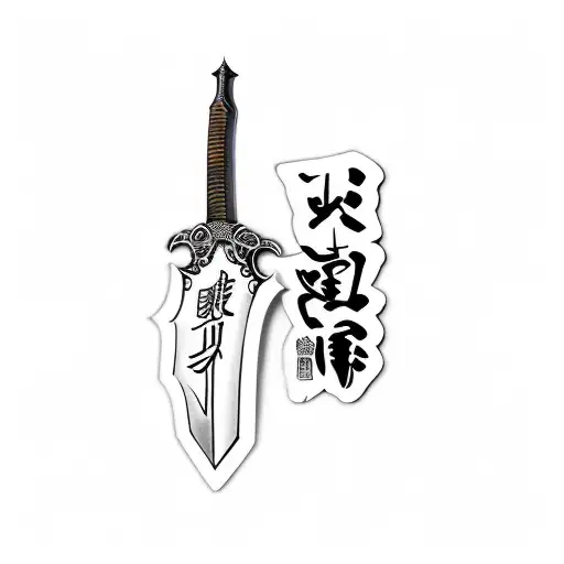 A Sword With Japanese Writing