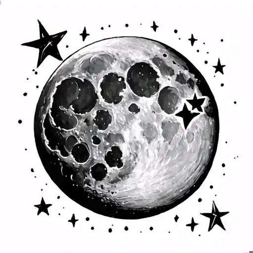 Moon And Shooting Star