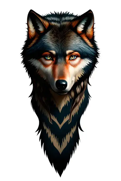 Beautiful Nordic Female With Wolve Ontop Head