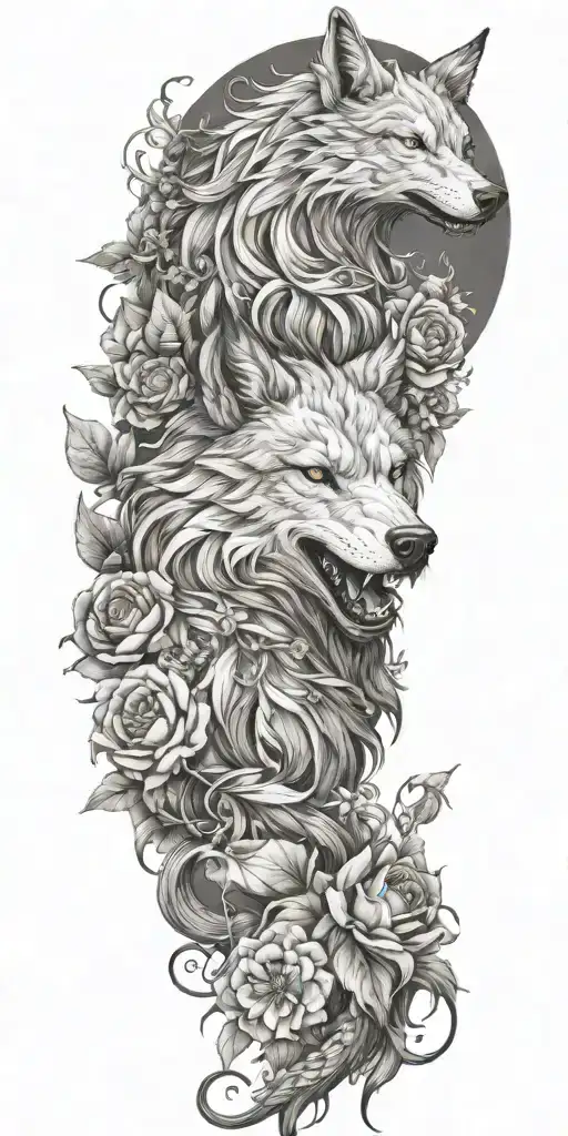 Wolf Dragon Floral
