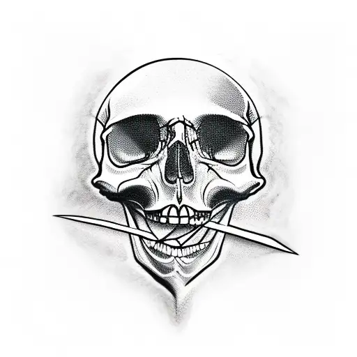 Skull With Laural And A Sword