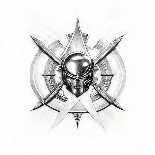 Black Rose Sparta Helmet And A Sword