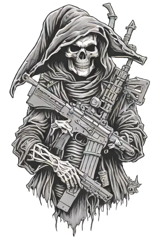 Grim Reaper Holding Ar 15