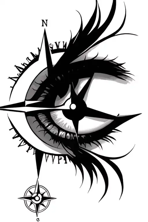 Compass Rose And A Female Eye Closeup Fleur De Liz Designing The Background