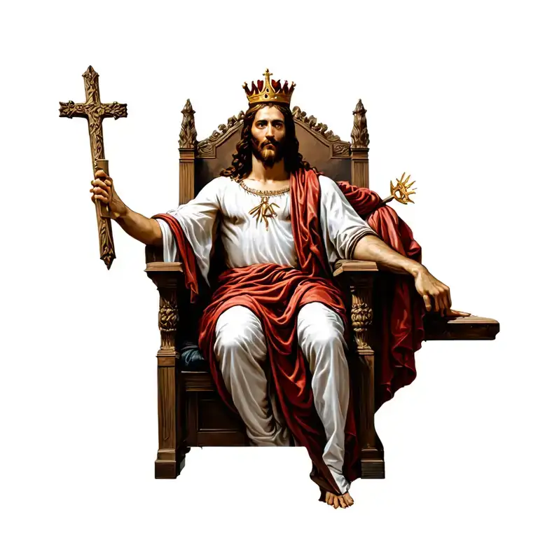 Christ Sitting On His Throne Of Judgment Dressed As A King