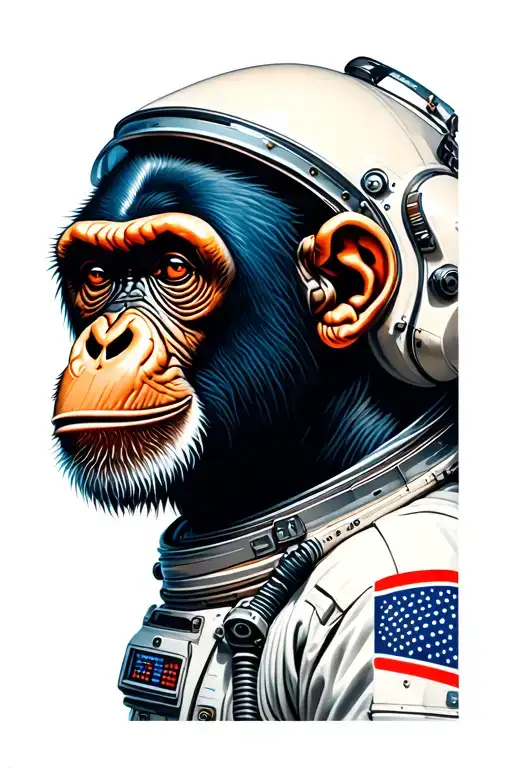 Cyberpunk Cosmonaut Chimpanzee Sideways Looking