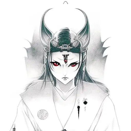 Gothic Vampire Anime Girl Samurai With A Sword On A Background Of Haunting Bats